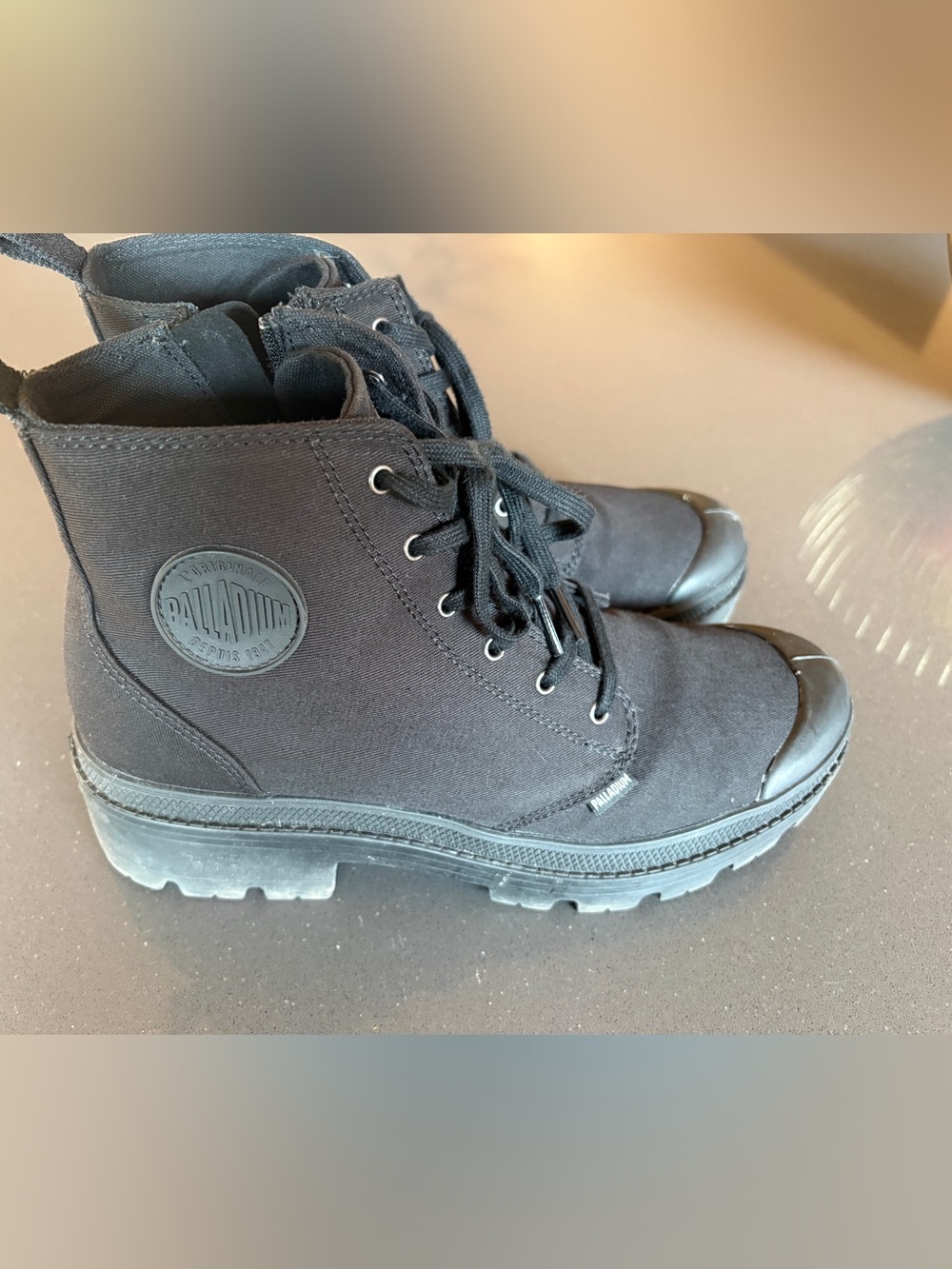 Palladium Black Canvas Lace-Up Boots